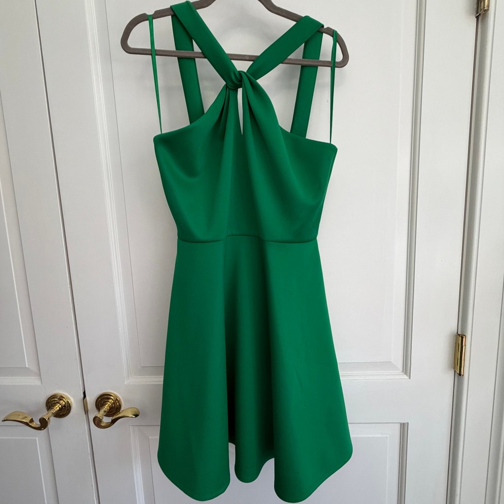 Ted Baker Twist Neck Skater Dress Women Size 3 (8/10) Green